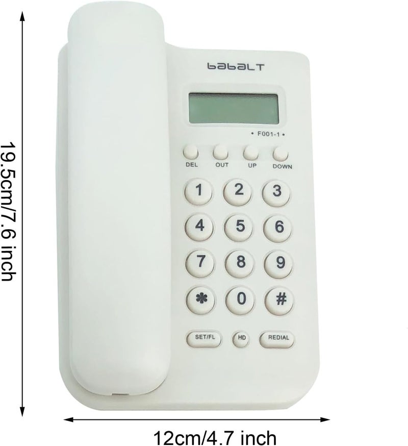 TelPal Corded Basic Landline Phone, FSK/DTMF Simple Caller ID Telephone with LCD Incoming Call Number Display, Small Desk/Wall Mountable Analog Phone for Home Office (White) - Image 2